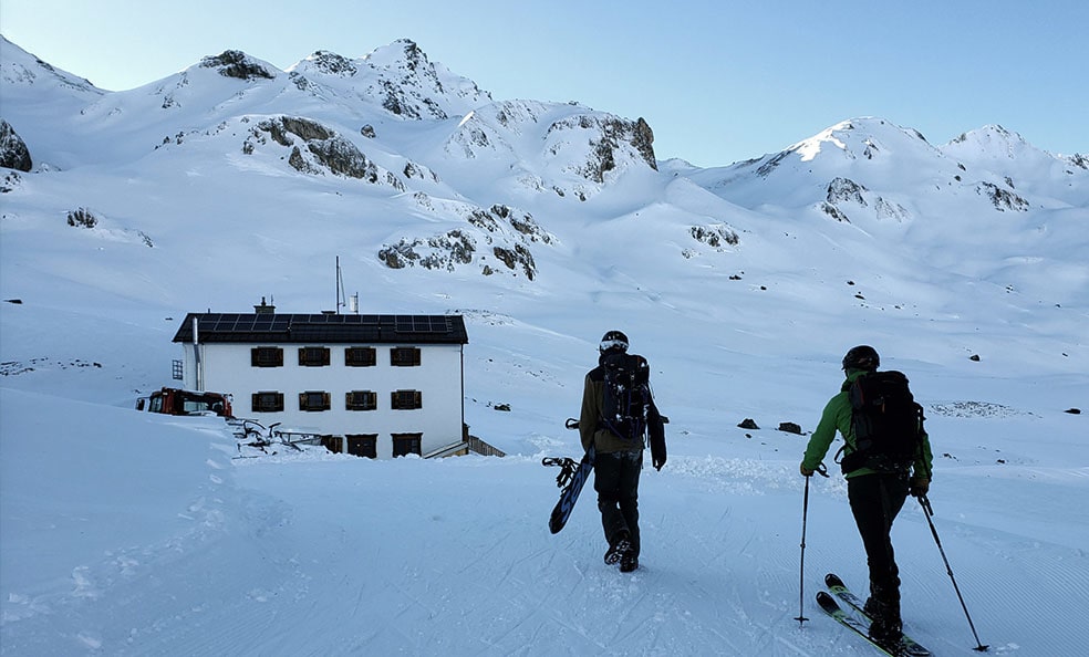 Guillaume and Kyle approaching the Heidelberger Huette