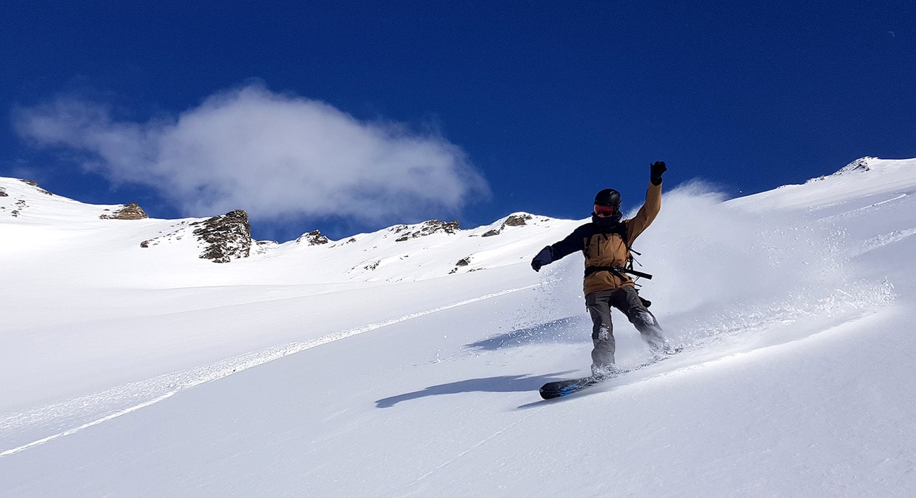 Kyle ripping a sweet line in the swiss backcountry.