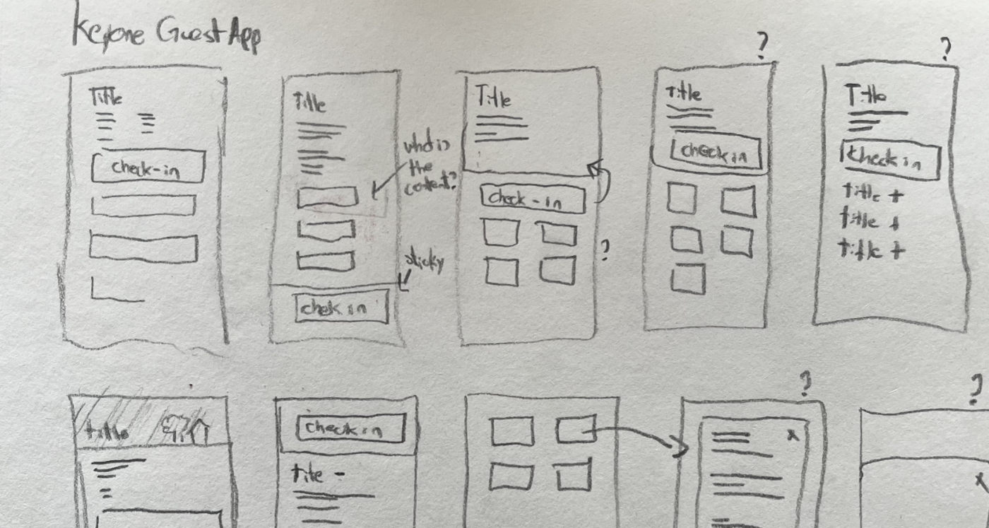 wireframes sketched in notebook
